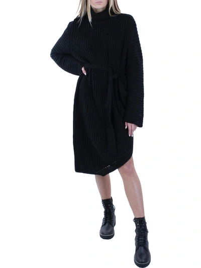 Line & Dot Janet Womens Knit Asymmetrical Sweaterdress In Black