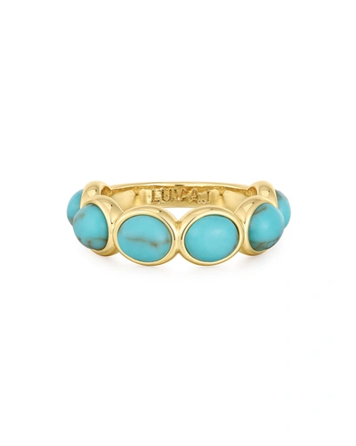 Luv Aj Turquoise Stone Ring In Gold