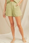 Paper Crane High Waisted Short In Avocado In Green