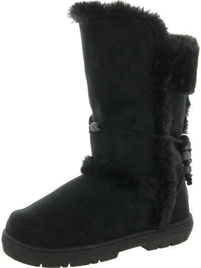 Holly Womens Faux Suede Faux Fur Lined Winter & Snow Boots In Black