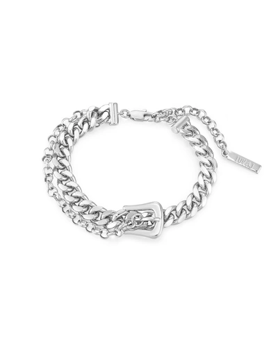 Luv Aj Woven Buckle Anklet In Silver