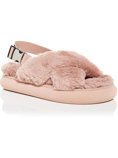 Moncler Solarisse Fur Womens Leather Warm Slingback Sandals In Pink