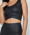 STRUT THIS MADDOX CROP TOP IN BLACK LEATHER