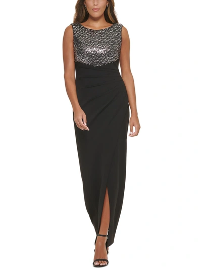 Calvin Klein Womens Scuba Pintuck Evening Dress In Black