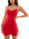 City Studio Womens Corset Seamed Side Ruching Sheath Dress In Multi