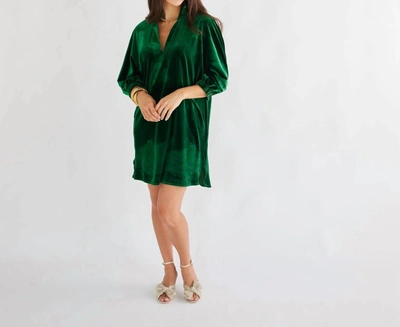 CARYN LAWN BETSY COLLAR VELVET DRESS IN FOREST