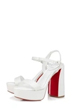 Christian Louboutin Movida Jane Leather Red Sole Platform Sandals In White