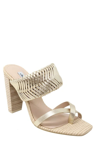 Charles David Horation Metallic Leather Block Heel Sandal In Light Gold