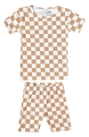 Copper Pearl Rad Fitted Two-piece Short Pajamas In Brown Overflow