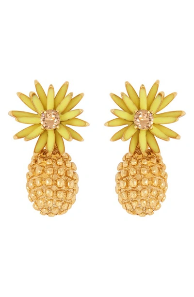 Oscar De La Renta Flower Cactus Drop Earrings In Yellow