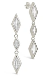Sterling Forever Lissie Cubic Zirconia Linear Drop Earrings In Silver