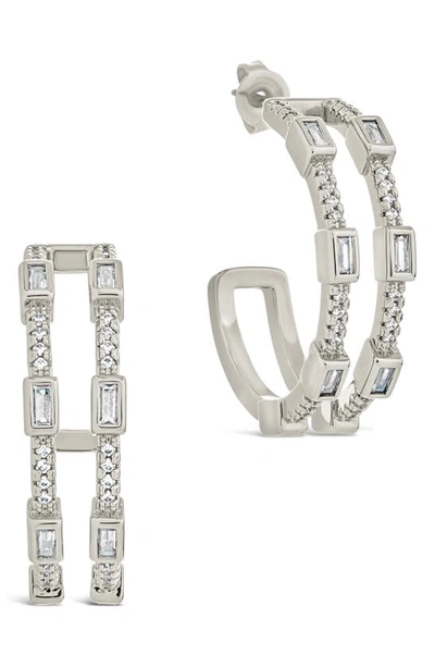 Sterling Forever Cubic Zirconia Neah Hoop Earrings In Grey