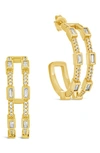 Sterling Forever Cubic Zirconia Neah Hoop Earrings In Gold