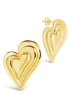 Sterling Forever Beating Heart Post Earrings In Gold