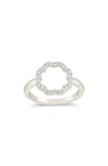 Sterling Forever Marisole Cz Rose Petal Outline Ring In Silver
