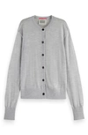 Scotch & Soda Jacquard Trim Cashmere Cardigan In Light Grey Melange