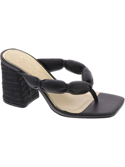 Jessica Simpson Womens Leather Strappy Heels In Black