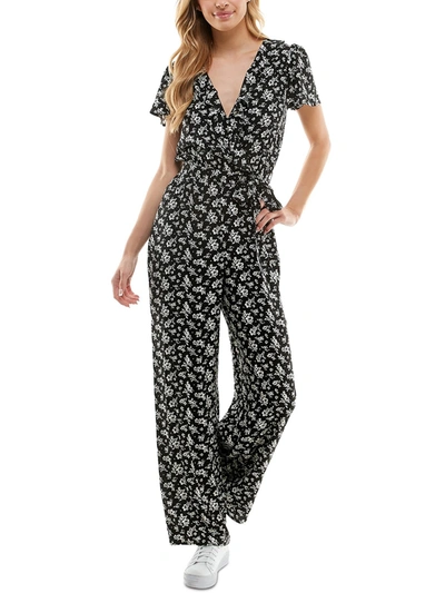 Kingston Grey Juniors Womens Ruffled Surplice Jumpsuit In Multi