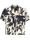 Brunello Cucinelli Cotton Shirt With Floral Print In Panama/blu
