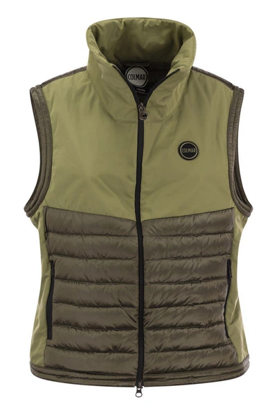 Colmar Recycled Fabric Colourblock Waistcoat In Olive Green