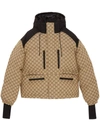 Gucci Gg Canvas Bomber Jacket In Camel/ebony/mix
