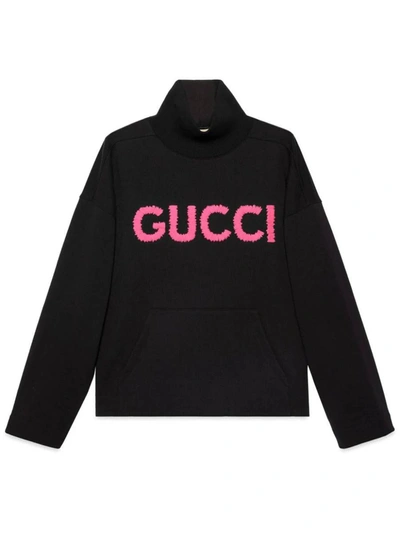 Gucci Sweatshirt Aus Baumwolljersey Mit Rollkragen In Black