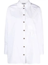 Ganni Lace-up Shirt With Adjustable Waist Tie In White