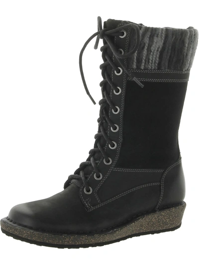 Aetrex Elsa Womens Leather Knit Mid-calf Boots In Black