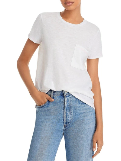 Goldie Womens Pima Cotton Whipstitch Trim T-shirt In White