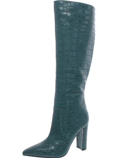 Marc Fisher Giancarlo 2 Womens Leather Animal Print Knee-high Boots In Green