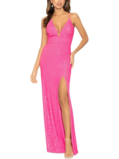 Xscape Womens Sequined Maxi Evening Dress In Pink