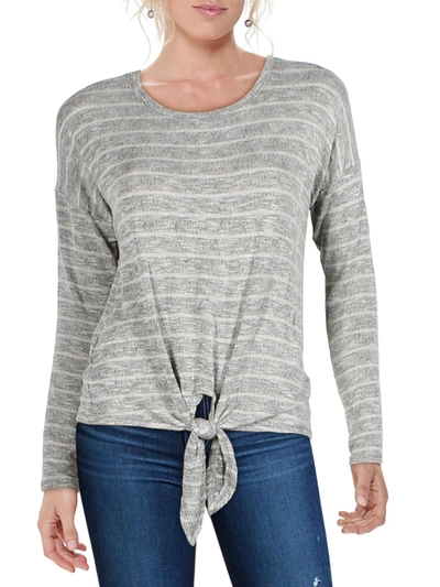 Matty M Womens Knit Tie Front Sweater In Grey