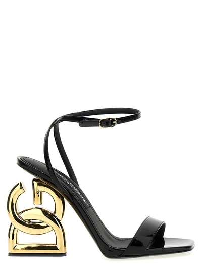 Dolce & Gabbana Black Patent Leather Sandal In Negro