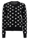 DOLCE & GABBANA LOGO CARDIGAN SWEATER, CARDIGANS WHITE/BLACK