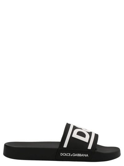 Dolce & Gabbana Logo Slides Sandals White/black