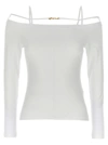 Jacquemus Sierra White Long-sleeve Top With Logo Detail In Jersey Woman