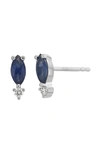 BONY LEVY 18K GOLD EL MAR DIAMOND & SAPPHIRE STUD EARRINGS