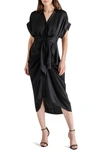 Steve Madden Tony Satin Shirtdress In Black