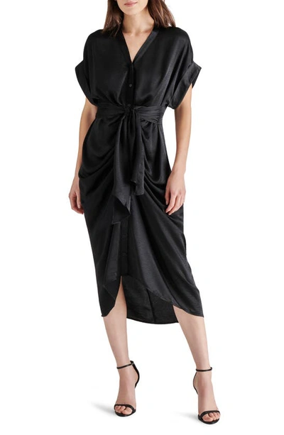 Steve Madden Tony Satin Shirtdress In Black