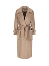 Max Mara Notched-lapels Belted Coat In Dark Grey Green