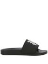 Palm Angels Raised-monogram Slides In Black Ligh
