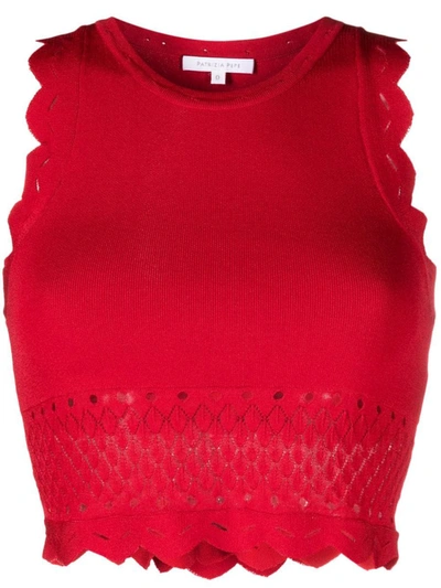 Patrizia Pepe Bee-plaque Pointelle Tank Top In Red Heart