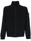 Stone Island Compass Patch Zipped Sweatshirt In Blue