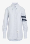 Thom Browne 4 Bar Striped Cotton Jacquard Shirt Blue White In Blue