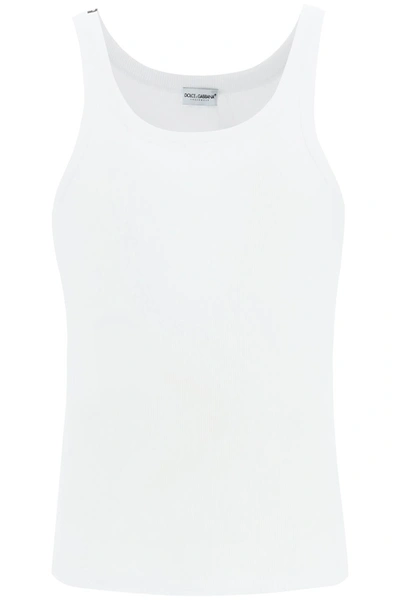 Dolce & Gabbana Logo Cotton Tank Top In White