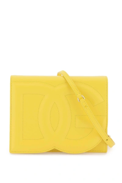 Dolce & Gabbana Calfskin Dg Logo Crossbody Bag In Yellow
