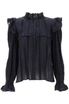 Isabel Marant Étoile Ruffled Lace Collar Shirt In Black