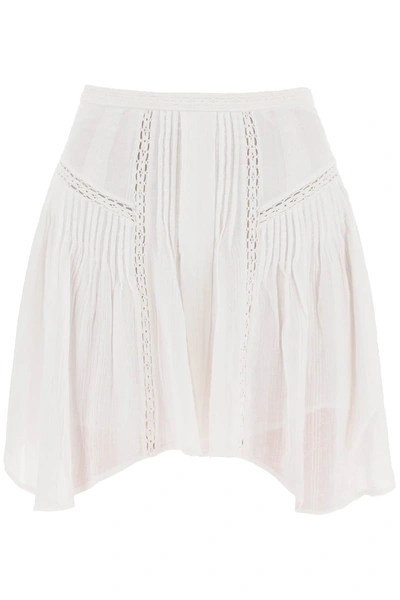 Isabel Marant Étoile Jorena Pleated Cotton-blend Voile Skirt In Weiss