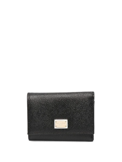 Dolce & Gabbana Leather Flap Wallet In Black