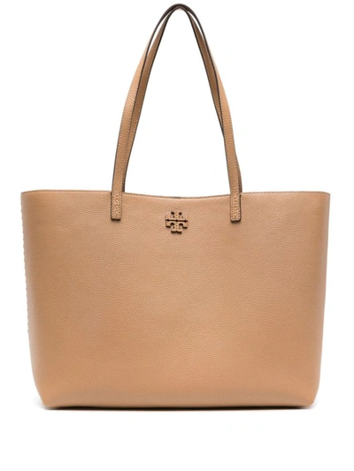 Tory Burch Mcgraw Leather Tote Bag In Beige